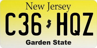 NJ license plate C36HQZ