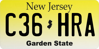 NJ license plate C36HRA