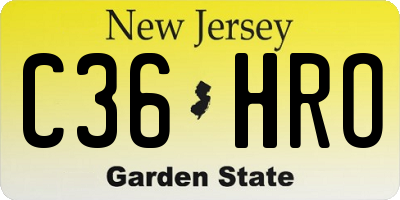 NJ license plate C36HRO