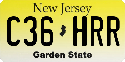 NJ license plate C36HRR