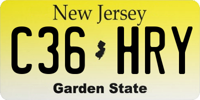 NJ license plate C36HRY