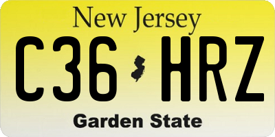 NJ license plate C36HRZ