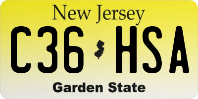 NJ license plate C36HSA