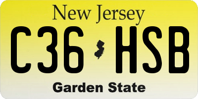 NJ license plate C36HSB