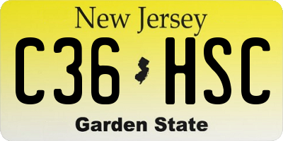 NJ license plate C36HSC
