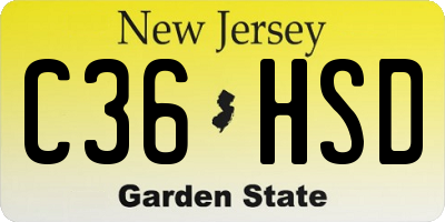 NJ license plate C36HSD