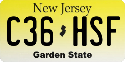 NJ license plate C36HSF