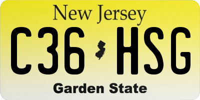 NJ license plate C36HSG