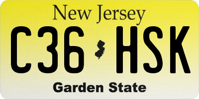 NJ license plate C36HSK