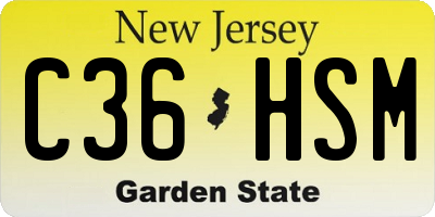 NJ license plate C36HSM