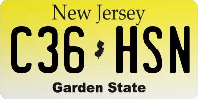 NJ license plate C36HSN
