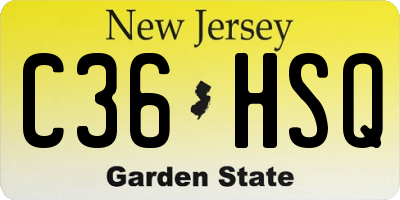 NJ license plate C36HSQ