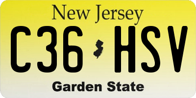 NJ license plate C36HSV