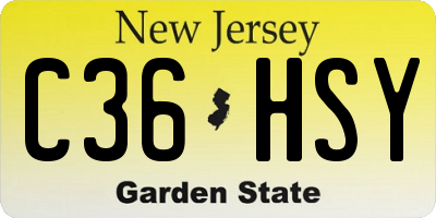 NJ license plate C36HSY