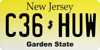 NJ license plate C36HUW