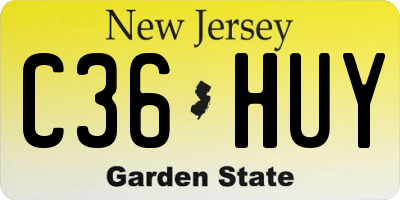 NJ license plate C36HUY
