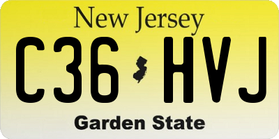 NJ license plate C36HVJ