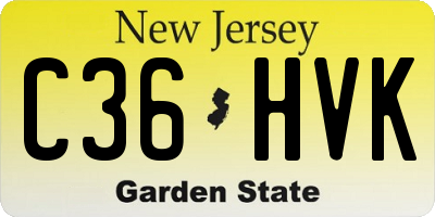 NJ license plate C36HVK