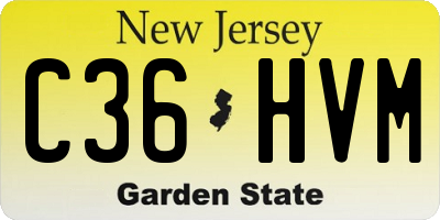 NJ license plate C36HVM