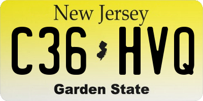 NJ license plate C36HVQ