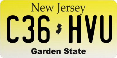 NJ license plate C36HVU