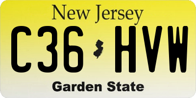 NJ license plate C36HVW