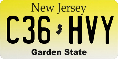 NJ license plate C36HVY