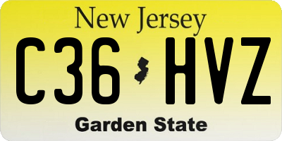 NJ license plate C36HVZ