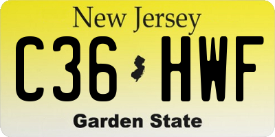 NJ license plate C36HWF