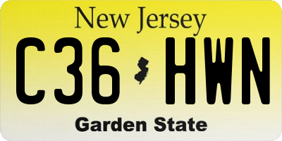 NJ license plate C36HWN