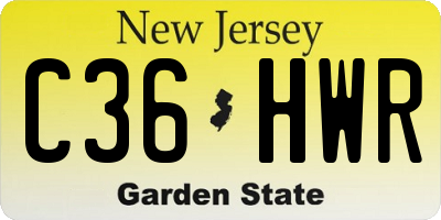 NJ license plate C36HWR