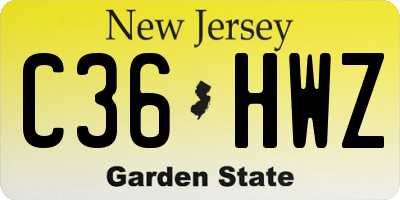 NJ license plate C36HWZ
