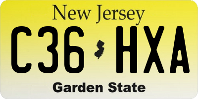 NJ license plate C36HXA