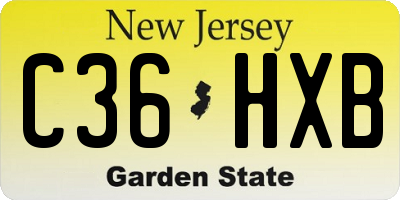 NJ license plate C36HXB