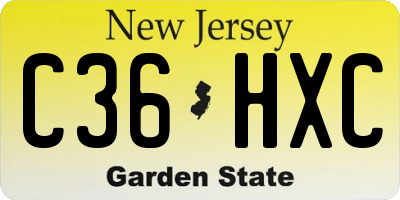 NJ license plate C36HXC