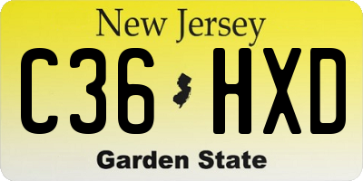 NJ license plate C36HXD