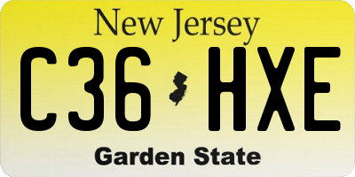 NJ license plate C36HXE