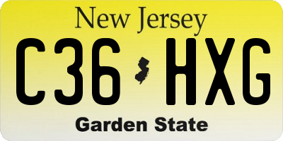 NJ license plate C36HXG