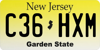NJ license plate C36HXM