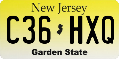 NJ license plate C36HXQ