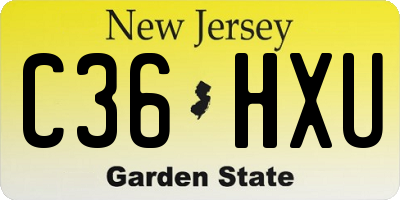 NJ license plate C36HXU