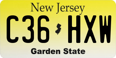 NJ license plate C36HXW