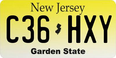 NJ license plate C36HXY