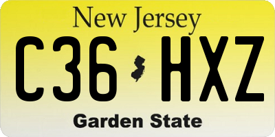 NJ license plate C36HXZ
