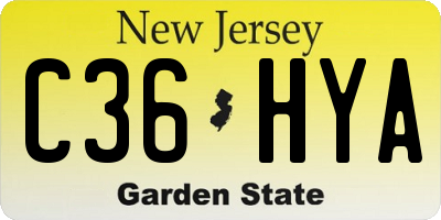 NJ license plate C36HYA