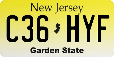 NJ license plate C36HYF