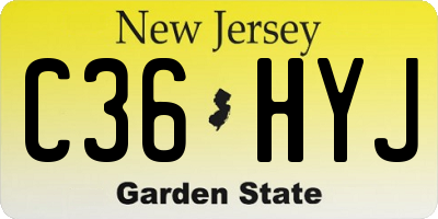 NJ license plate C36HYJ