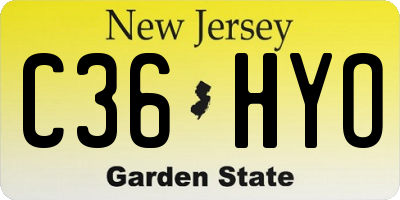 NJ license plate C36HYO