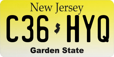 NJ license plate C36HYQ
