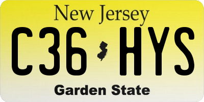 NJ license plate C36HYS